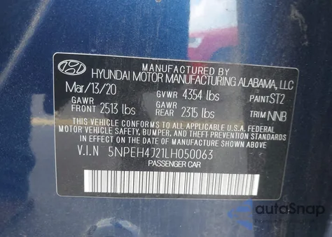 2020 Hyundai Sonata Limited из США, поврежденный, VIN 5NPEH4J21LH050063